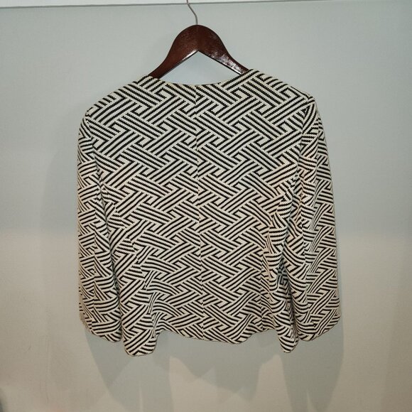 Tahari Arthur S. Levine Womens Black & White Geometric Pattern Blazer Size 14 - Picture 4 of 5